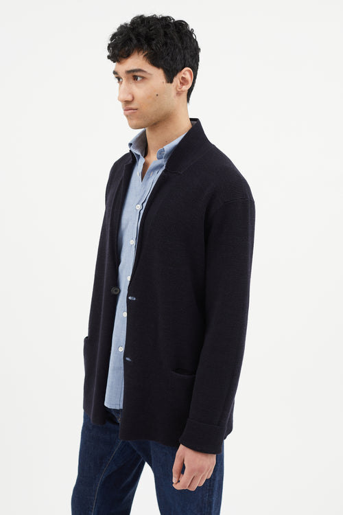 Lanvin Navy Wool Knit Cardigan