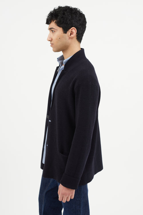 Lanvin Navy Wool Knit Cardigan