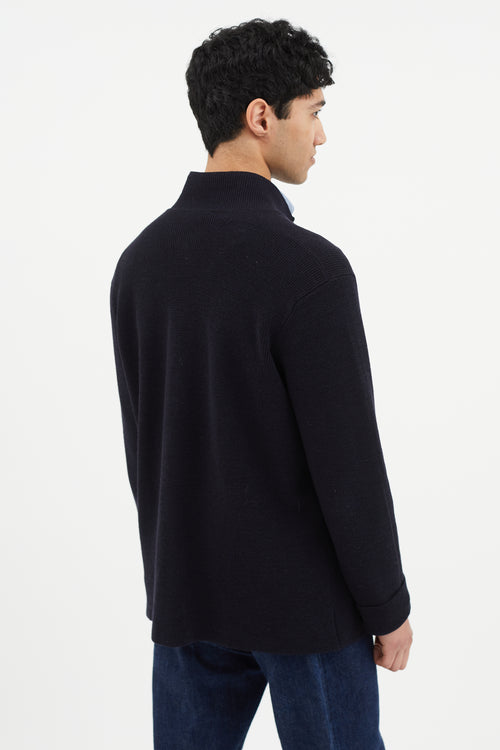 Lanvin Navy Wool Knit Cardigan