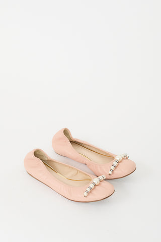 Lanvin Pink Leather 
Pearl Flat