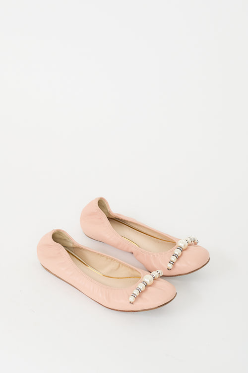 Lanvin Pink Leather 
Pearl Flat