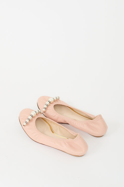 Lanvin Pink Leather 
Pearl Flat