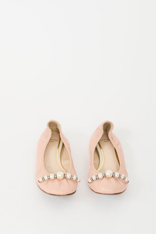 Lanvin Pink Leather 
Pearl Flat