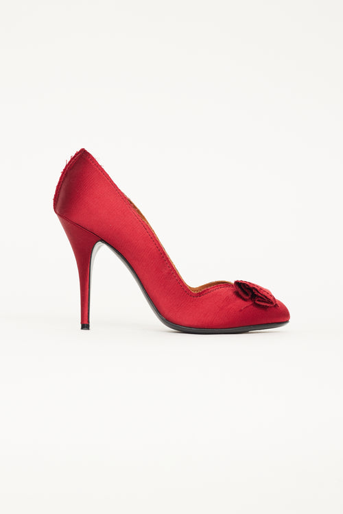 Lanvin Red Satin Bow Pump