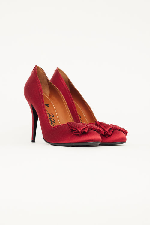 Lanvin Red Satin Bow Pump