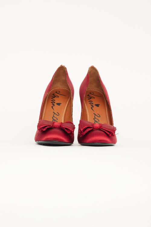 Lanvin Red Satin Bow Pump