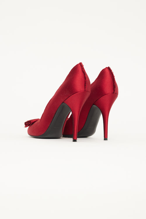 Lanvin Red Satin Bow Pump