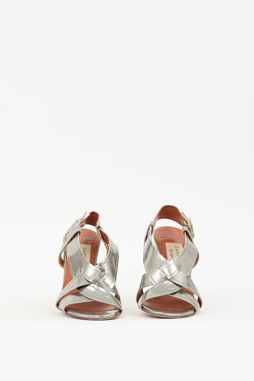 Lanvin Silver 
Gold Metallic Leather Heel