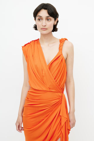 Lanvin Spring 2012 Orange Draped Gathered Dress