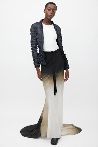 Ann Demeulemeester Spring 2012 Black 
White Silk Ombre Maxi Skirt