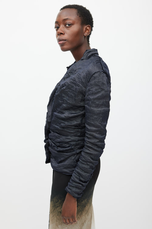 Lanvin Spring 2011 Navy Metallic Silk Ruched Jacket