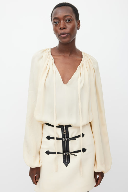 Lanvin Spring 2012 Beige Silk Pleated Blouse