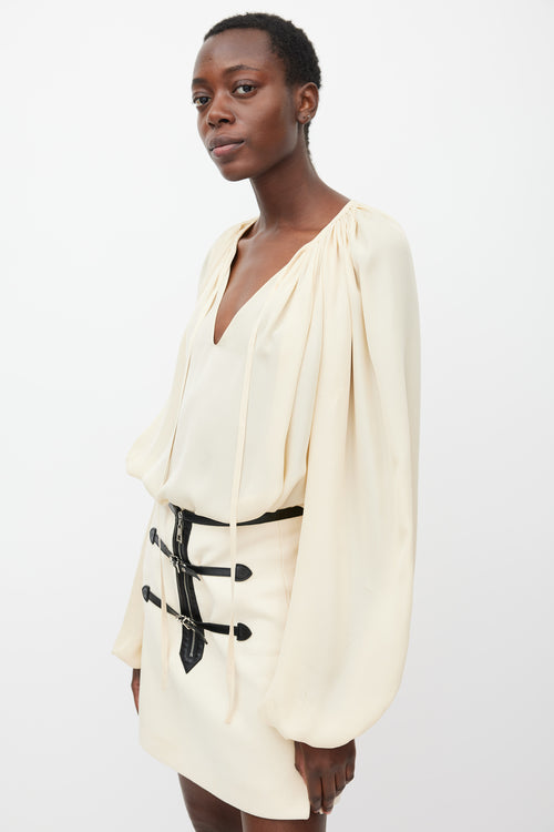 Lanvin Spring 2012 Beige Silk Pleated Blouse