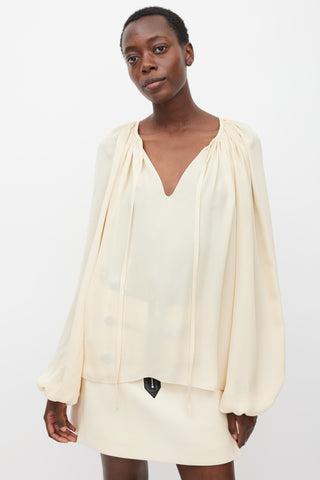 Lanvin Spring 2012 Beige Silk Pleated Blouse