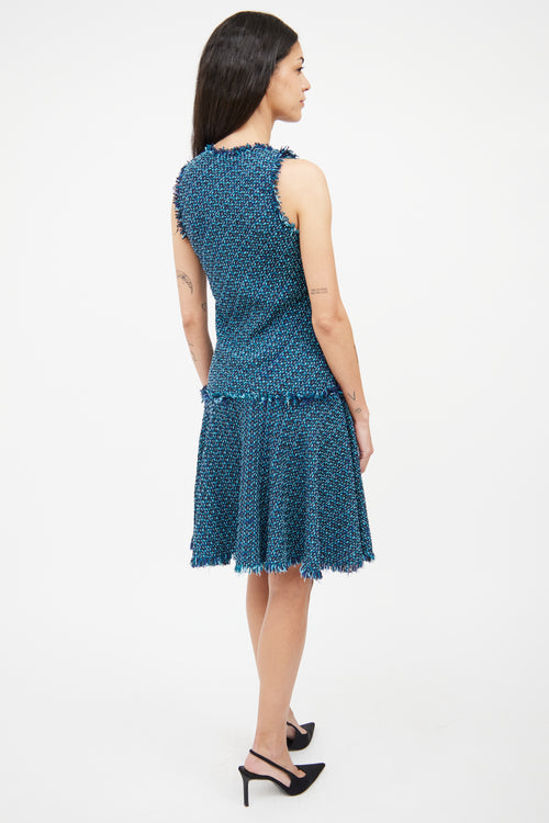 Lanvin Blue Multi Colour Tweed Dress