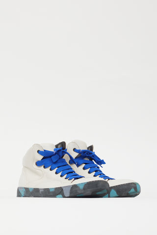 Lanvin White Leather Camo High Top Sneaker