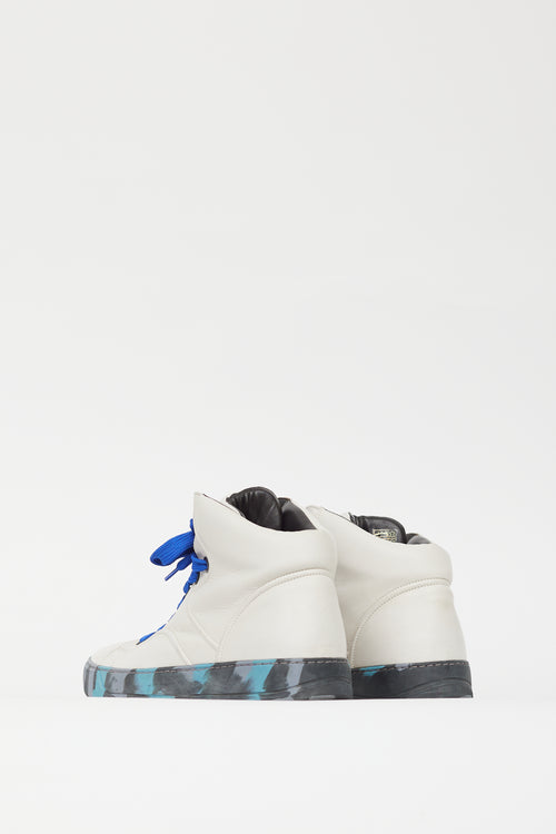 Lanvin White Leather Camo High Top Sneaker