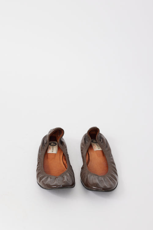 Lanvin Brown Patent Leather Ballet Flat