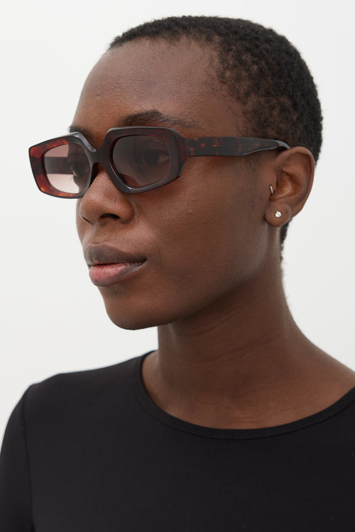 Lapima Brown Marbled Joana Rectangular Sunglasses