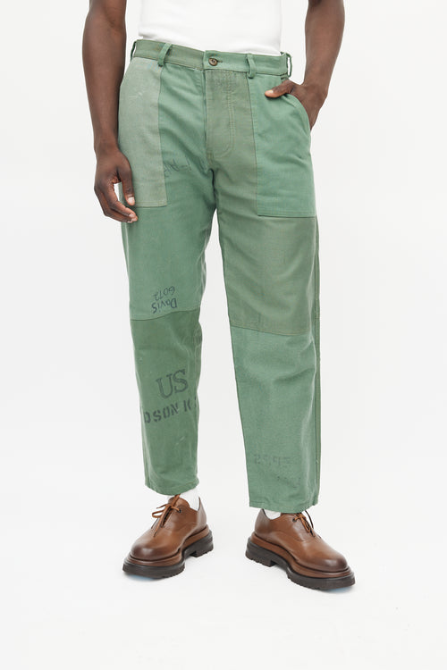 Latre Green Patchwork Drawing Trouser