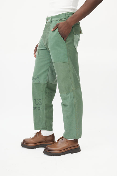 Latre Green Patchwork Drawing Trouser