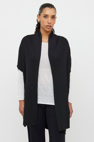 Loro Piana Black Rib Knit Open Vest