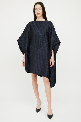 Lauren Bagliore Navy Textured Silk Tunic Top