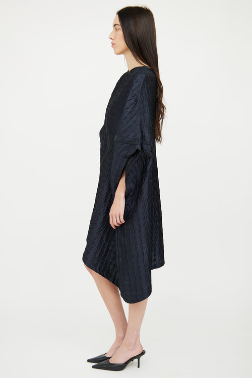 Lauren Bagliore Navy Textured Silk Tunic Top