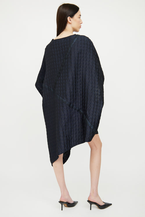 Lauren Bagliore Navy Textured Silk Tunic Top