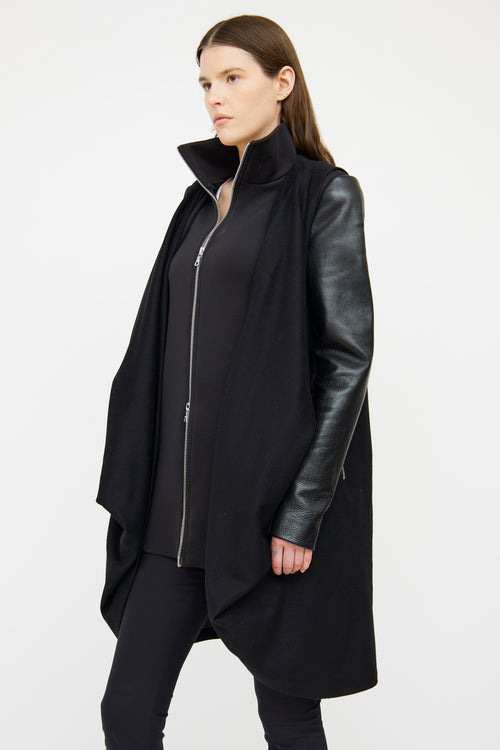 Lauren Bagliore Black Leather Sleeve Coat