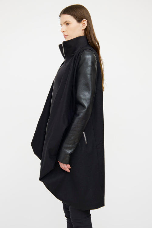 Lauren Bagliore Black Leather Sleeve Coat