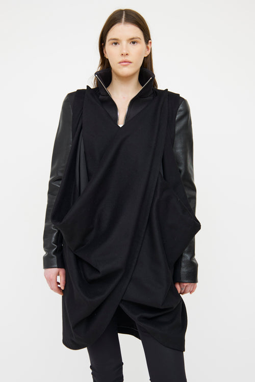 Lauren Bagliore Black Leather Sleeve Coat