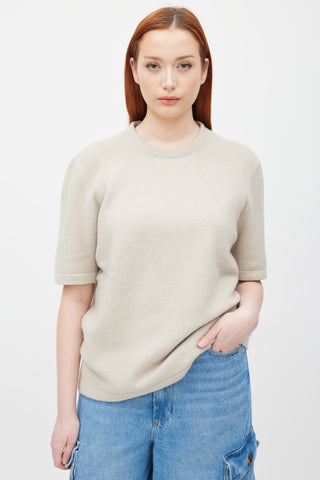 Lauren Manoogian Beige Wool Short Sleeve Top