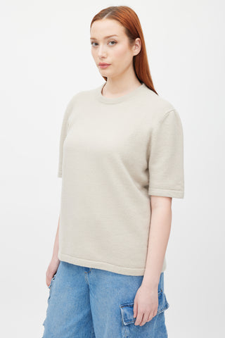 Lauren Manoogian Beige Wool Short Sleeve Top