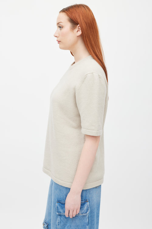 Lauren Manoogian Beige Wool Short Sleeve Top