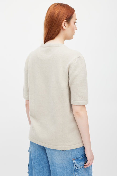 Lauren Manoogian Beige Wool Short Sleeve Top