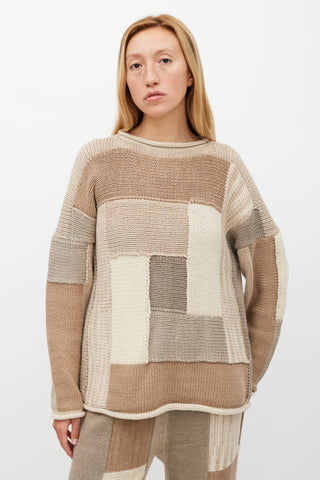 Lauren Manoogian Brown 
Cream Patchwork Knit Set