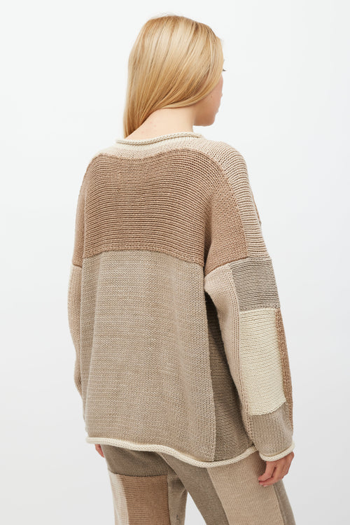 Lauren Manoogian Brown 
Cream Patchwork Knit Set