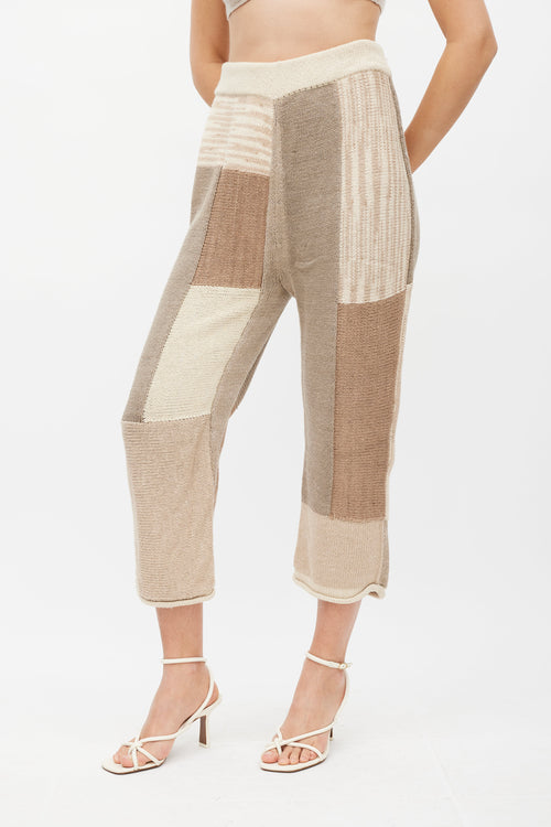 Lauren Manoogian Brown 
Cream Patchwork Knit Set