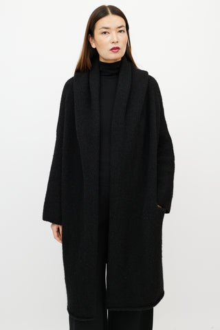 Lauren Manoogian Black Wool Capote Open Cardigan