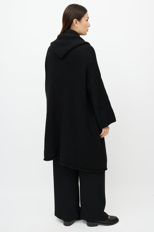 Lauren Manoogian Black Wool Capote Open Cardigan