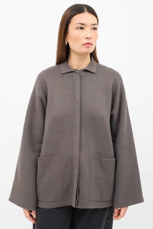 Lauren Manoogian Brown Buttoned 
Pocket Cardigan