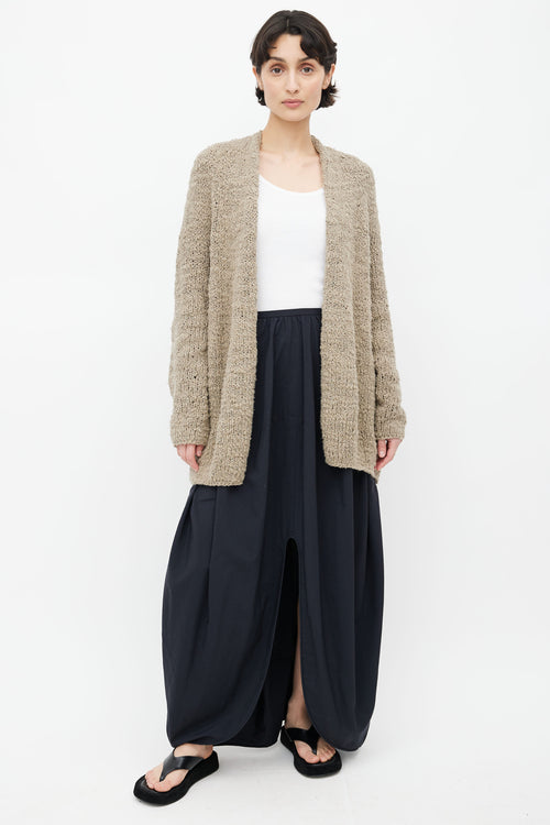 Lauren Manoogian Brown Cotton Knit Open Cardigan