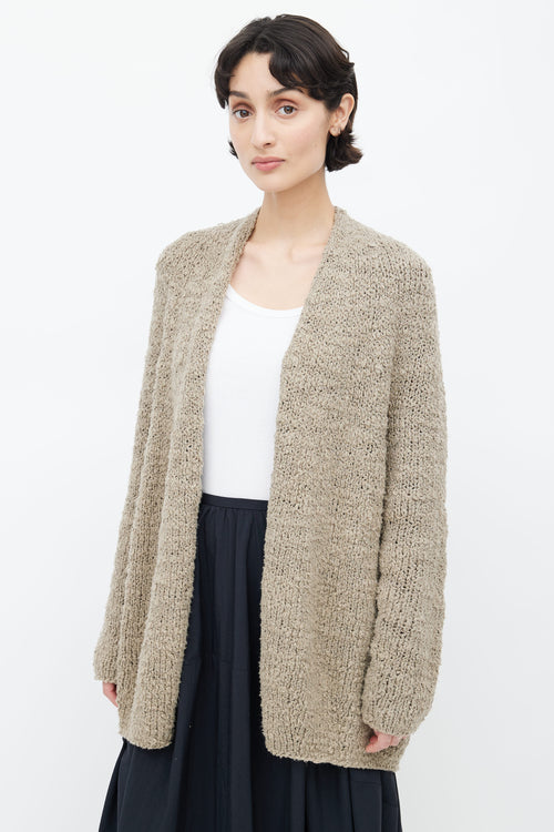 Lauren Manoogian Brown Cotton Knit Open Cardigan