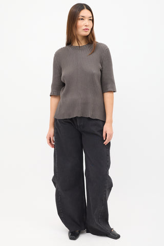 Lauren Manoogian Brown Ribbed Knit Top