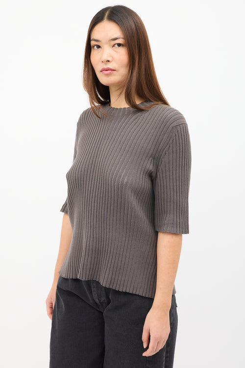 Lauren Manoogian Brown Ribbed Knit Top