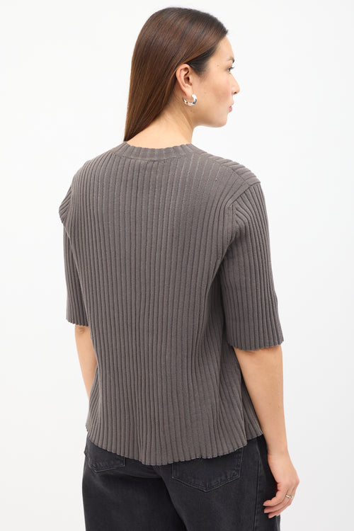 Lauren Manoogian Brown Ribbed Knit Top