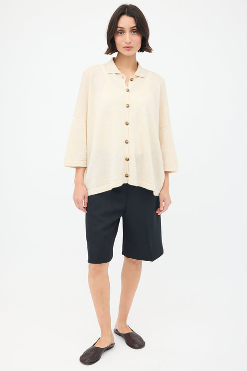 Lauren Manoogian Cream Wool 
Linen Big Shirt