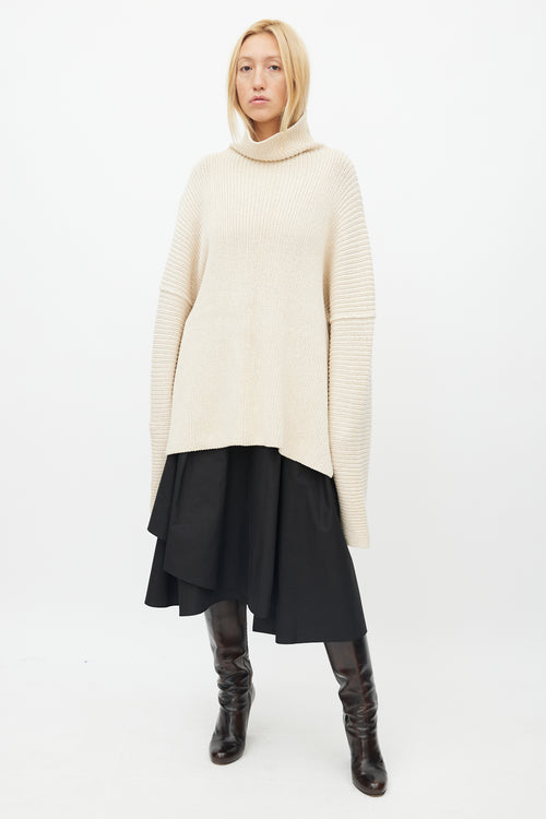 Lauren Manoogian Cream Ribbed Knit Turtleneck