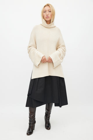 Lauren Manoogian Cream Ribbed Knit Turtleneck